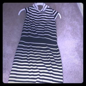 Black and white striped dress